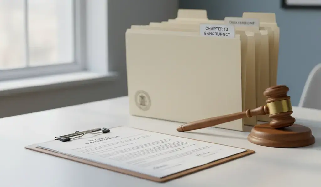 How Bankruptcy Stops Foreclosure in Kentucky – gavel and documents showing behind-the-scenes legal process