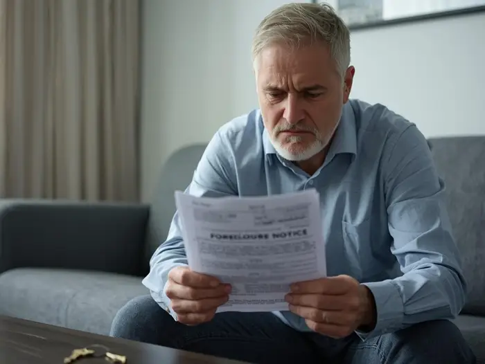 Stop Foreclosure in Kentucky - a tensed man looking at the notice